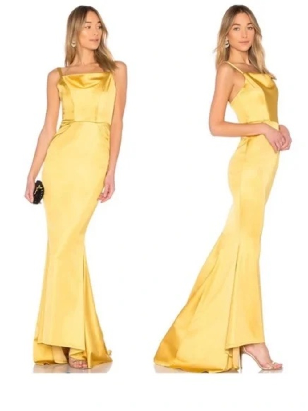 Yellow Satin Maxi Dress Michael Costello X Revolve